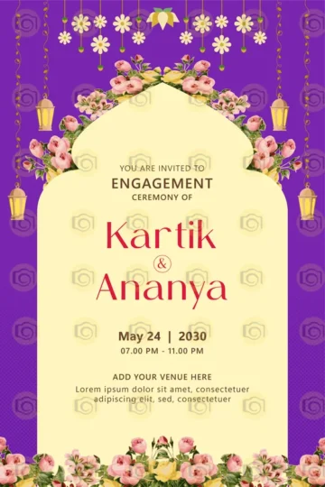 Pink Theme Stylish Wedding Invitation Card Template With Decorative Elements